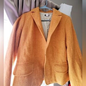 J CREW sz 12 . 100% wool blazer. Faux pockets.  Yellow mustard color.